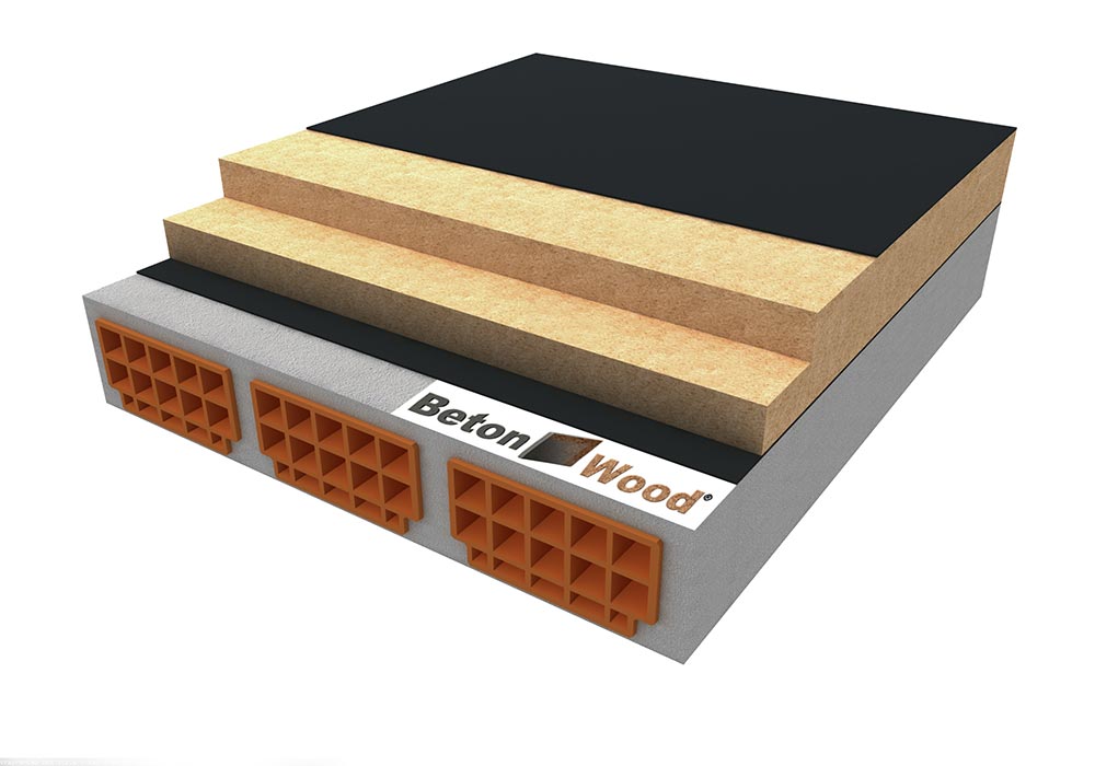 Insulation with wood fiber Roof on concrete floor
