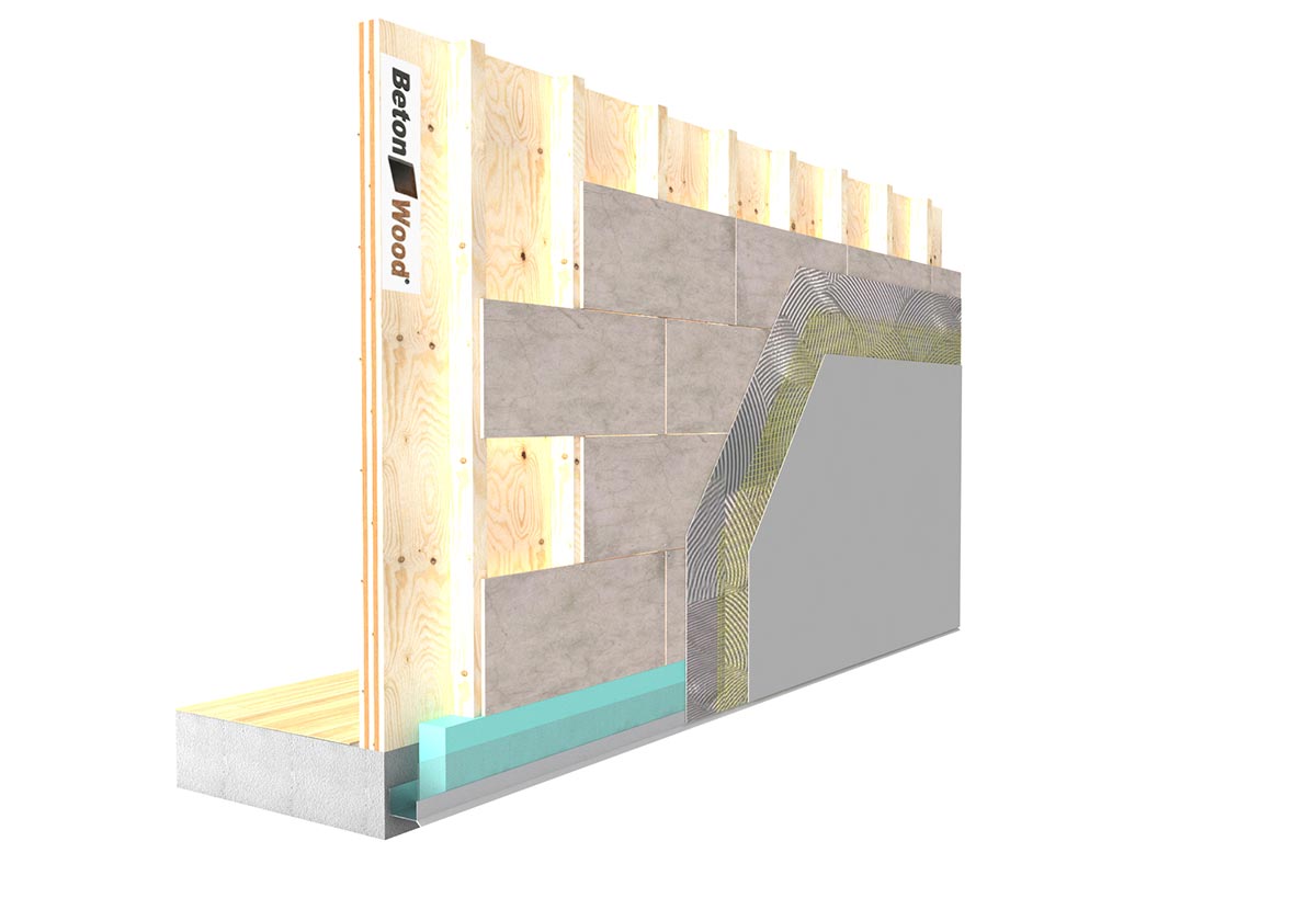 Counter-wall cement bonded particle boards on wood