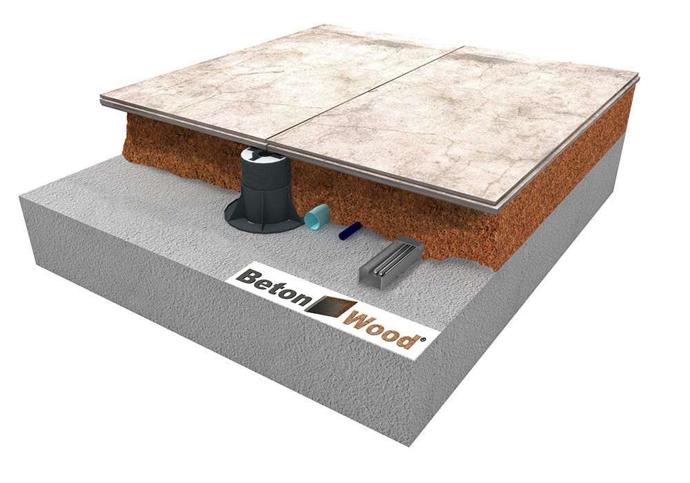 Elevated floor with cement bonded particle boards on Cork Granules