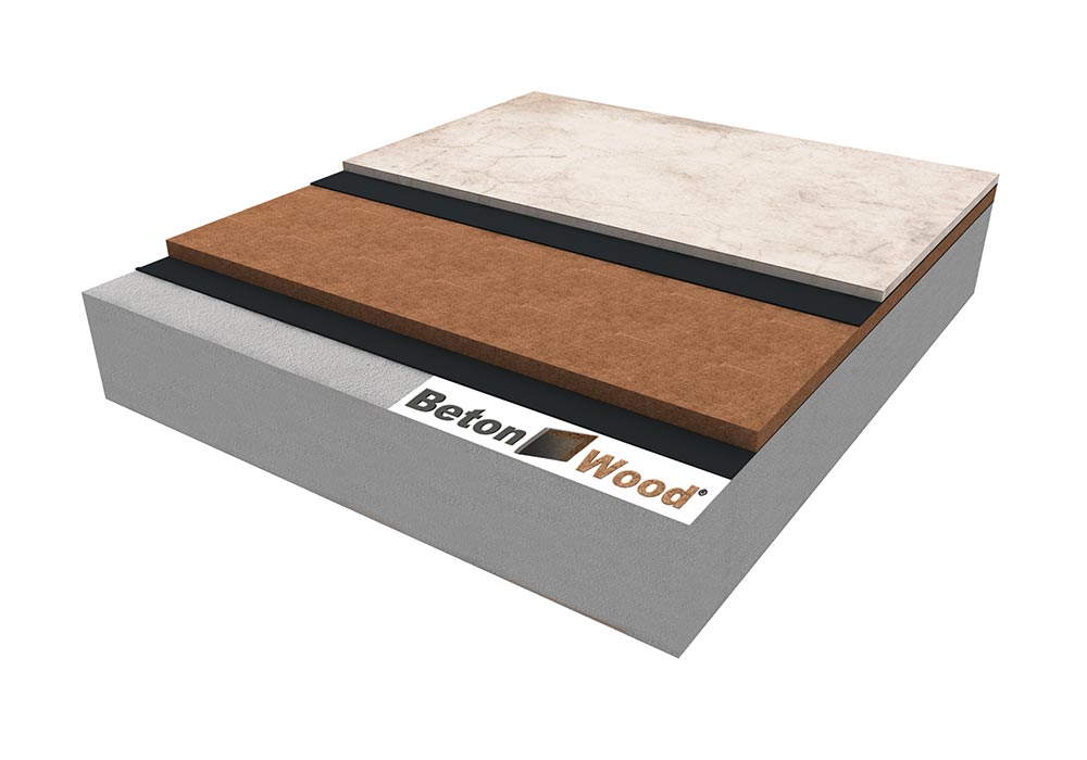 Floor with wood fiber Base and cement bonded particle boards