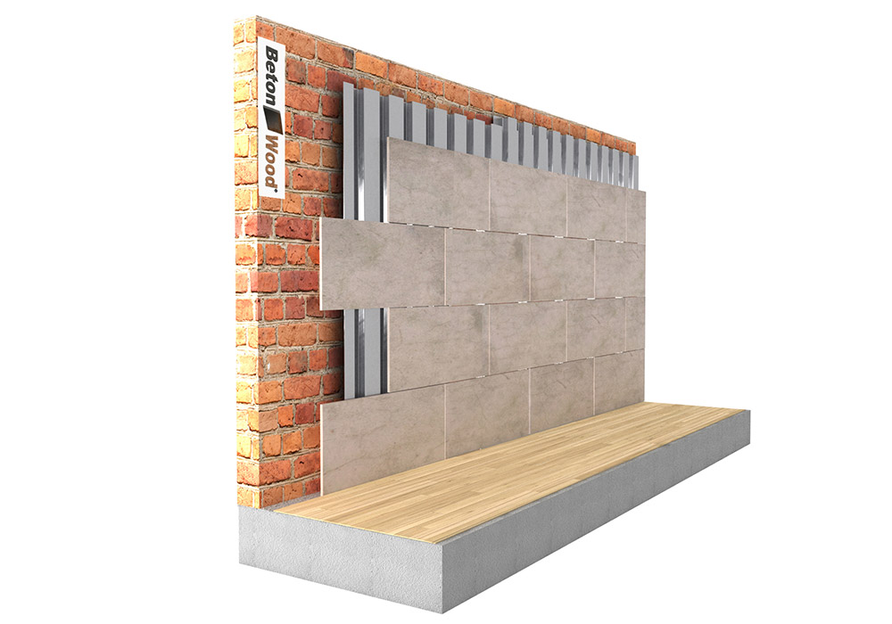 Internal counter-wall cement bonded particle board on metal sheet